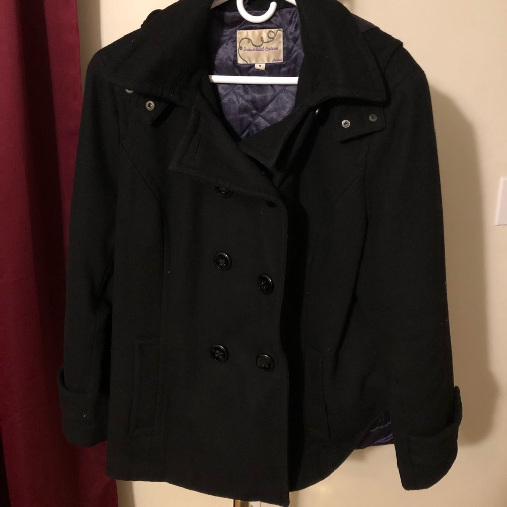 Black Peacoat with Hood